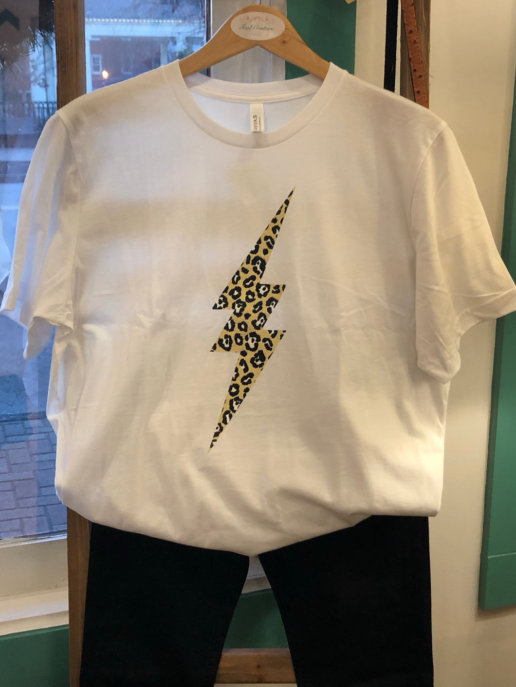 White leopard lightning graphic tee