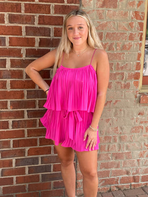 Pink Pleated Romper