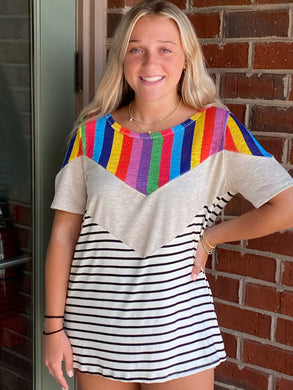 striped multicolor top