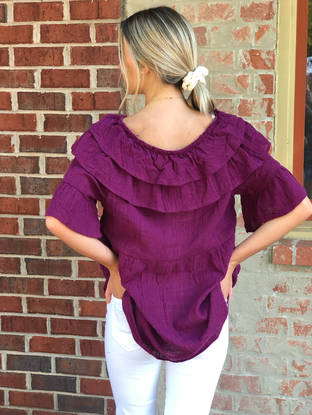 Ruffle Sleeve Layered Ruffle Top